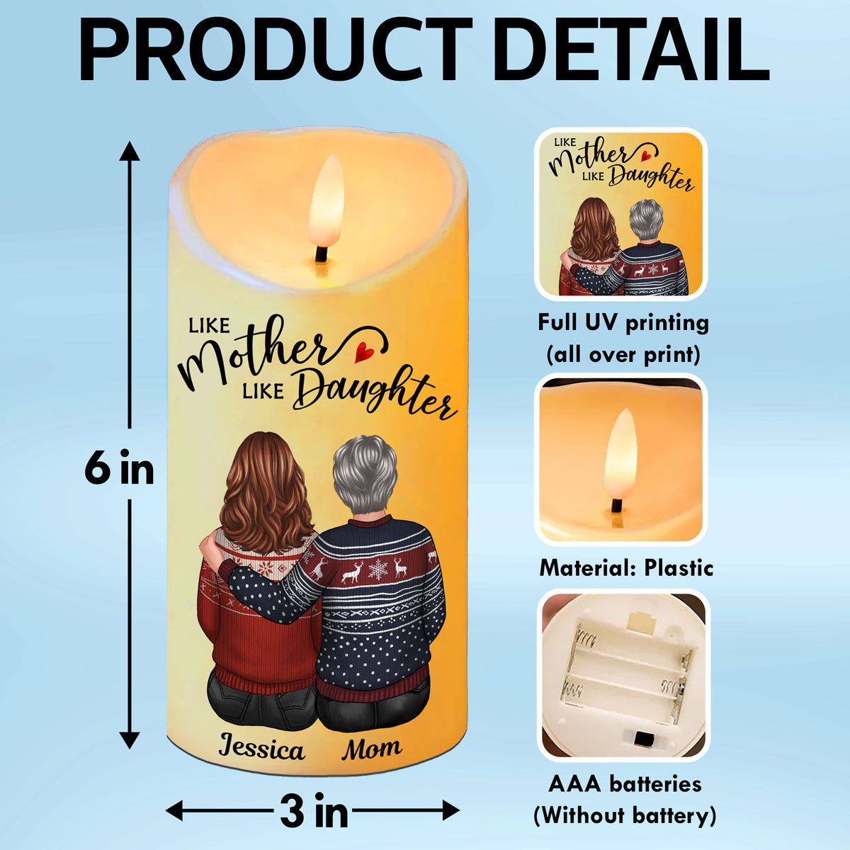 Having Me As Your Daughter Son Personalized LED Candle, Christmas Gift For Mom
