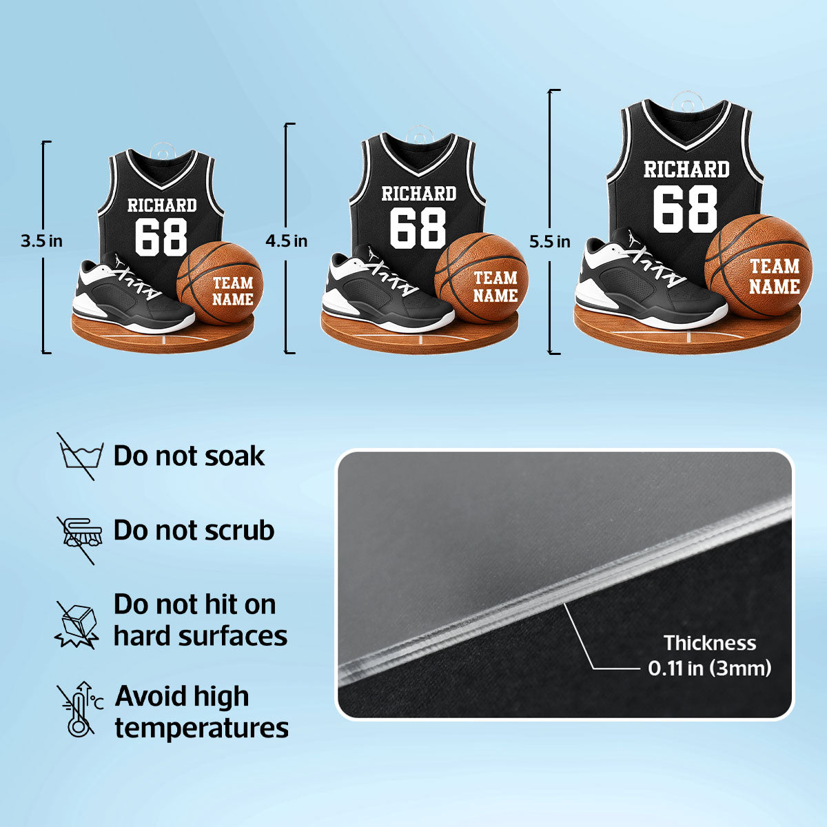 Basketball Kit 3D Effect - Personalized Acrylic Ornament - Christmas Gift For Son, Boyfriend, Gift For Him