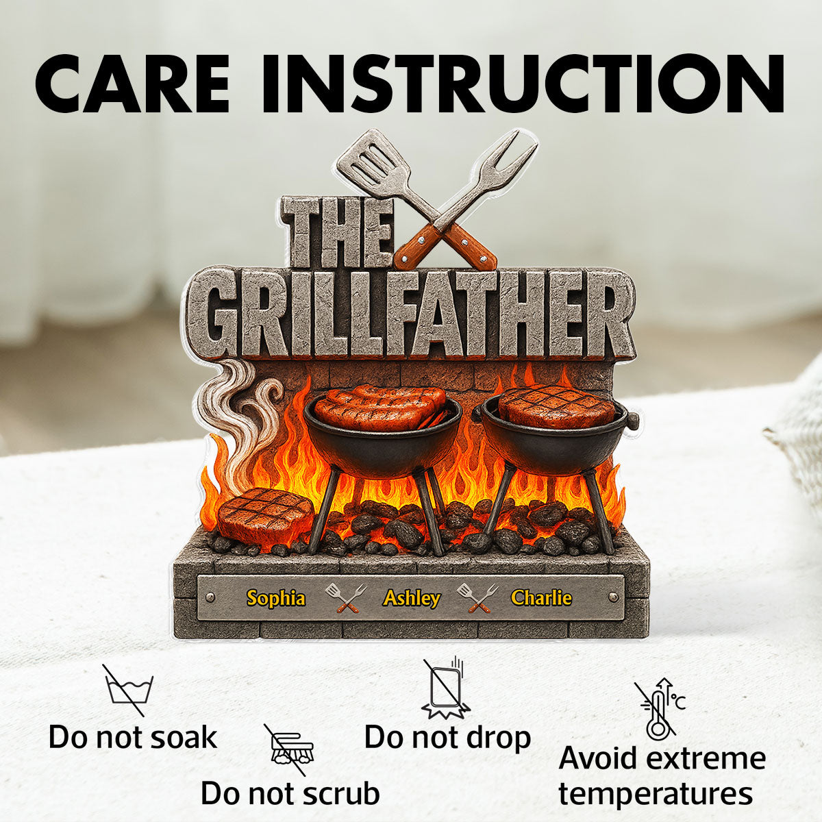 The Grillfather Personalized Custom Shaped Acrylic Block, Father's Day gift