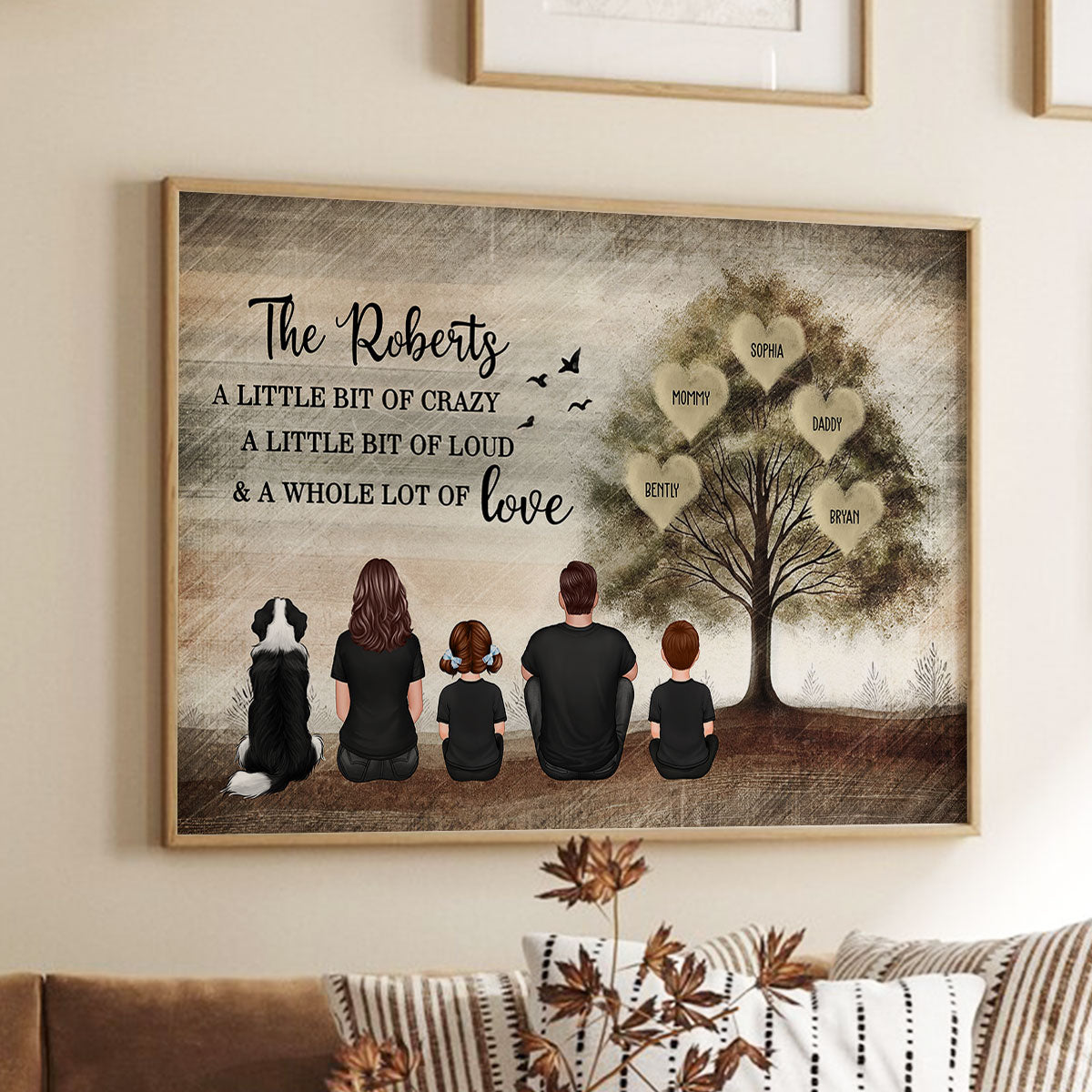 Family Sitting Back view Whole Lot Of Love Personalized Poster, Gift for Husband, Wife, Dad, Mom