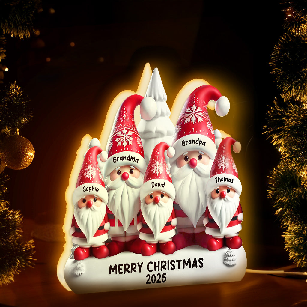 3D Effect Cute Gnomes - Personalized Light Box - Christmas Decor Gift For Grandparents, Family