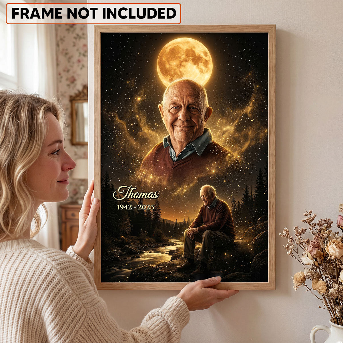 Unshadowed Moon - Personalized Poster - Custom Photo, Memorial Sympathy Gift