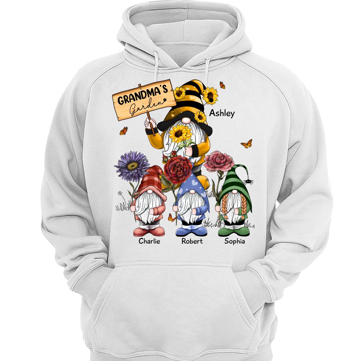 Gnome Grandma & Grandkids Grandma‘s Garden Birth Flowers Personalized Shirt