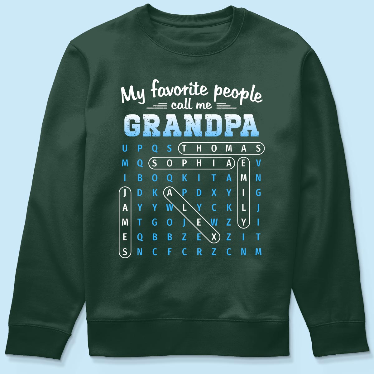 My Favorite People Call Me Grandpa Dad Word Search Puzzle - Personalized Shirt - Gift For Grandpa, Dad