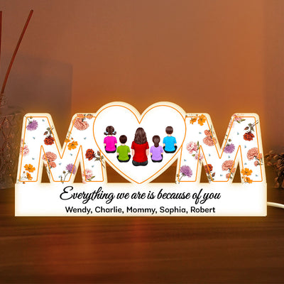 MOM Birth Month Flower Personalized Light Box, Heartfelt Gift For Mom