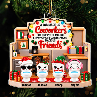 Funny Potty Mouth Coworkers Forever Friends - Personalized Acrylic Ornament - Christmas Gift For Coworkers, Work Besties, Office Friends