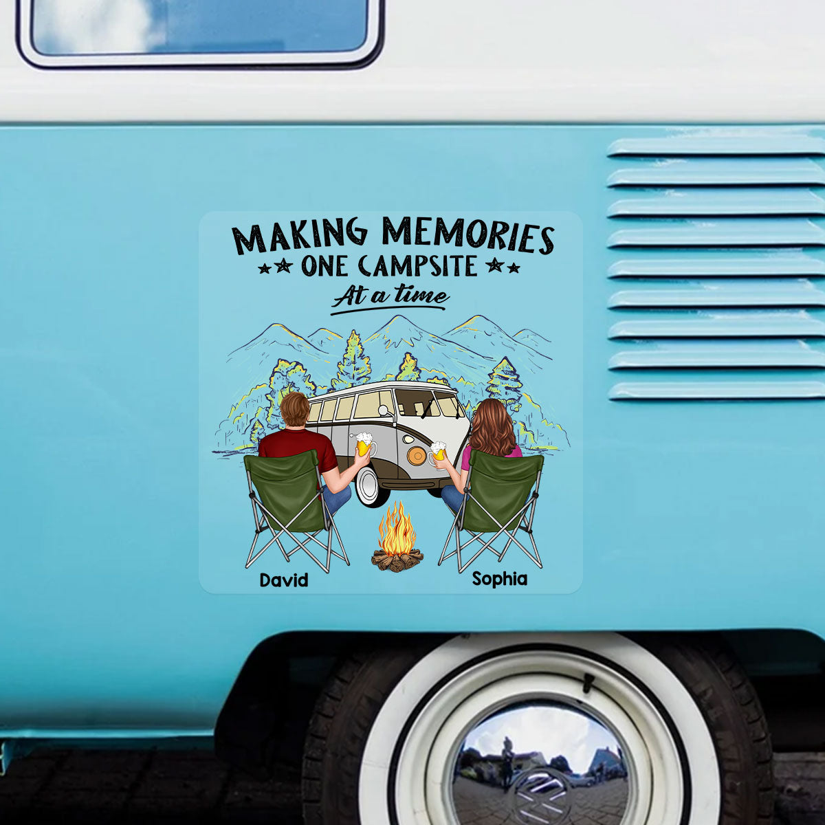 Camping Partners For Life Couple Back View Personalized RV Decal