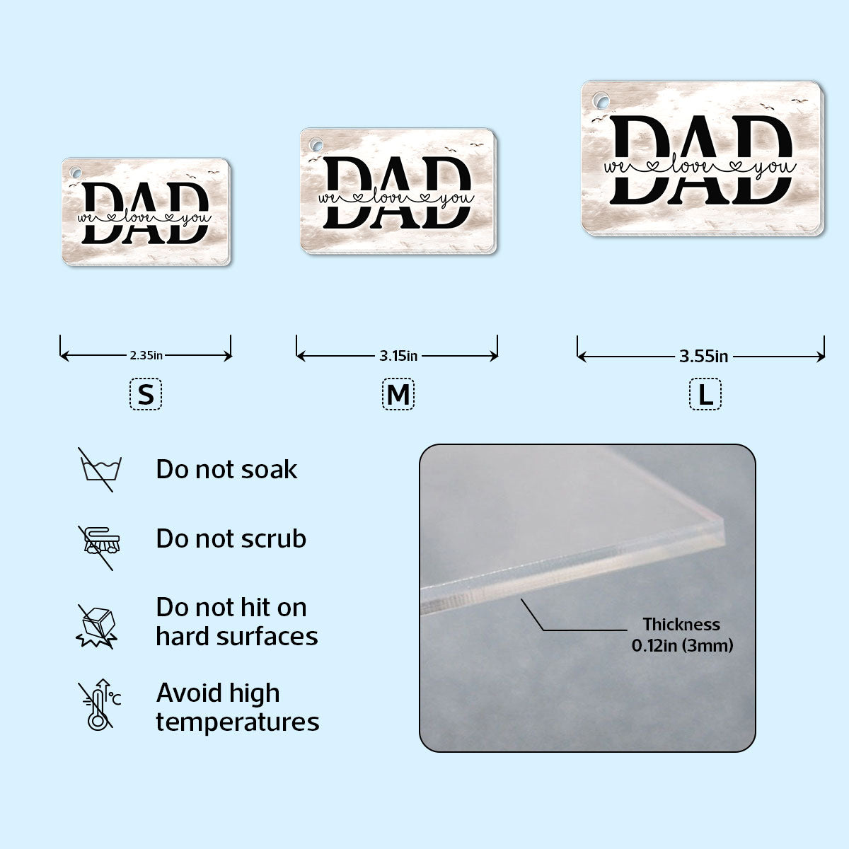 Retro Beach Landscape Dad And Kids Personalized Acrylic Keychain