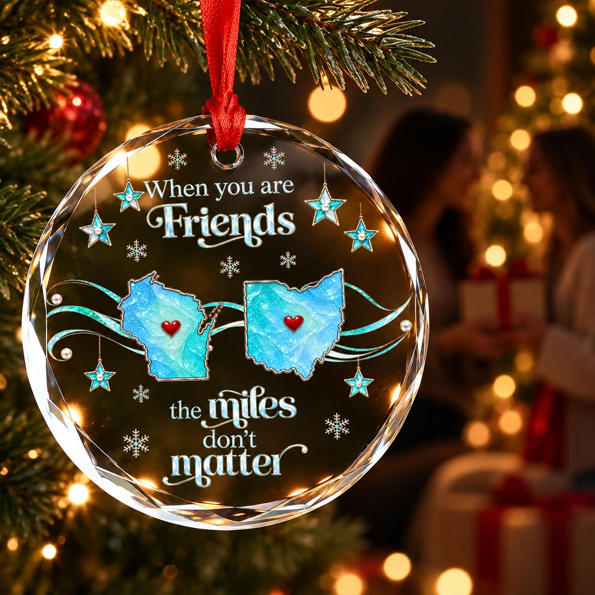 Long Distance Gift - Personalized Glass Ornament - Heartfelt Christmas Gift for Family, Friends, Sisters, Besties