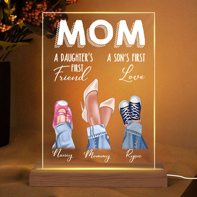 Mom Daughter First Friend Son First Love Personalized Plaque LED Night Light, Acrylic LED Lamp, Mother‘s Day Gift For Mom
