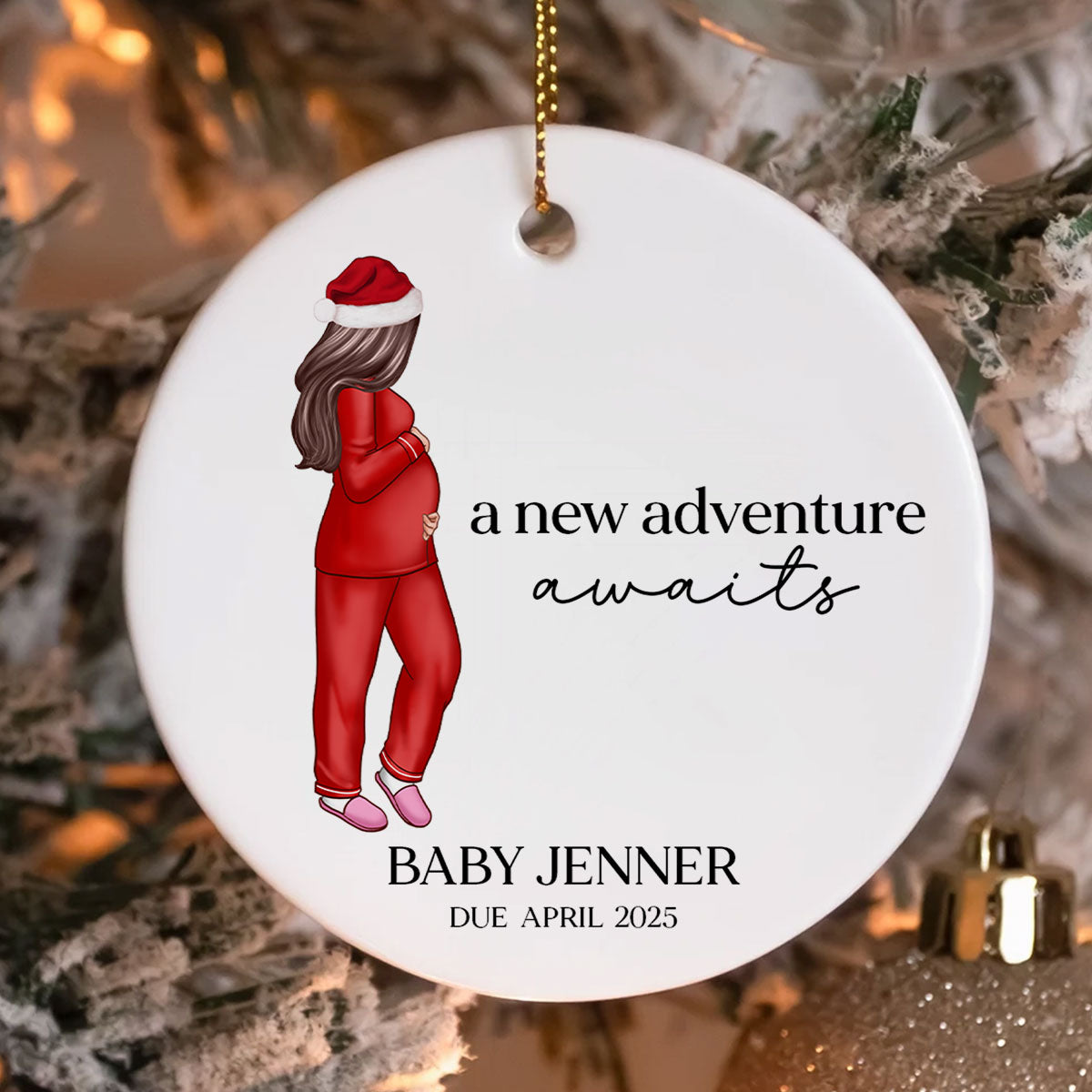 Pregnant Mom Baby Bump's First Christmas 2024 Ornament, Personalized Gifts Family, Pregnant Ornament, Baby Bump Christmas Ornament