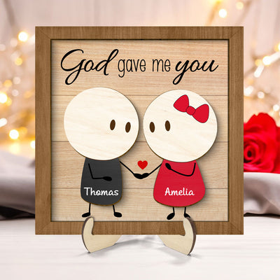 Personalized Anniversary Couple Gift, 2-Layer Wooden Plaque,  Gift For Her, For Him