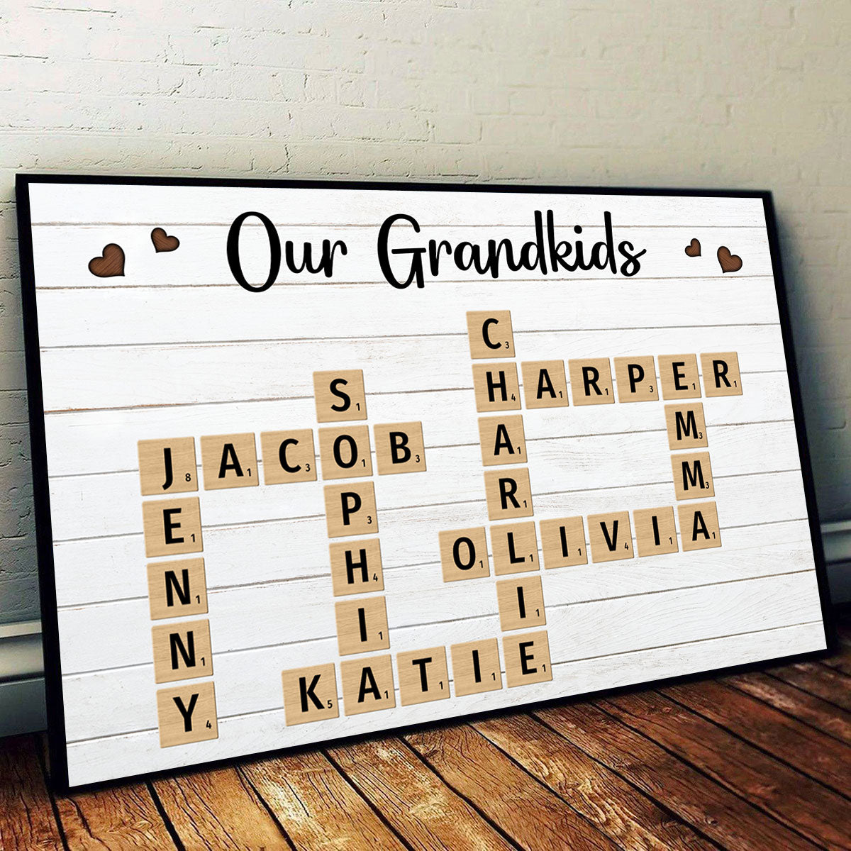 Family Crossword Art - Created In A Moment, Treasured Forever Personalized Poster, Gift For Grandma, Gift For Mom