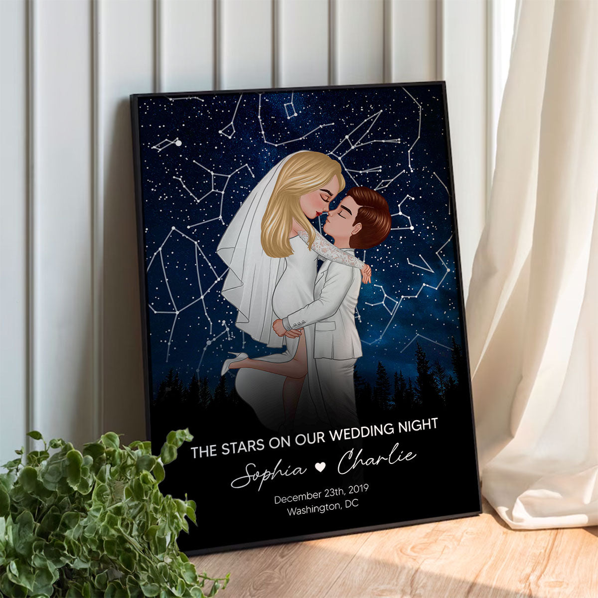 The Stars On Our Wedding Night Custom Star Map Personalized Poster, Heartfelt Wedding Gift Anniversary Gift For Couple, For Her, For Him
