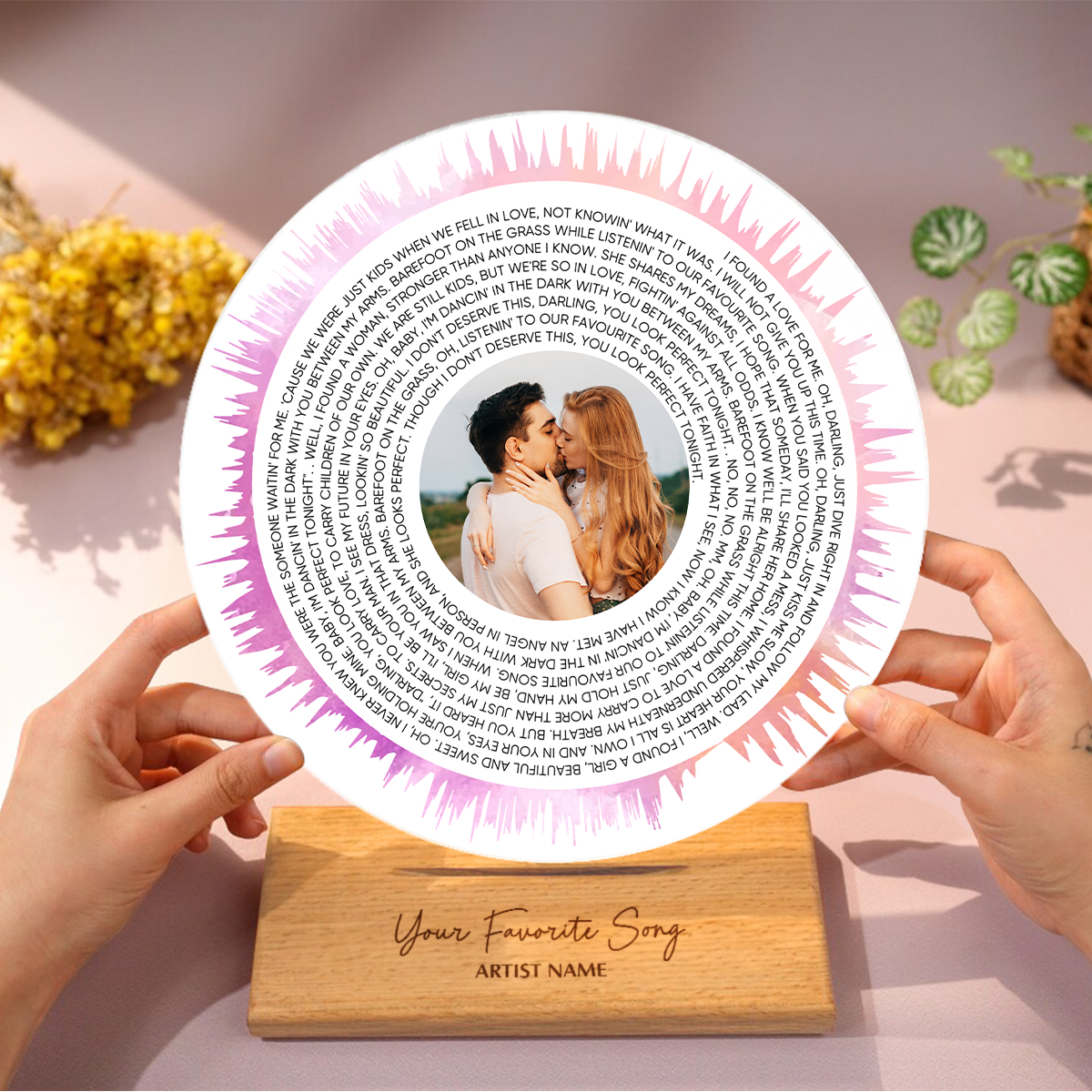 Custom Soundwave Art Spiral Lyrics Personalized Acrylic Song Plaque, Romantic Wedding Gift Anniversary Gift Engagement Gift For Him, For Her
