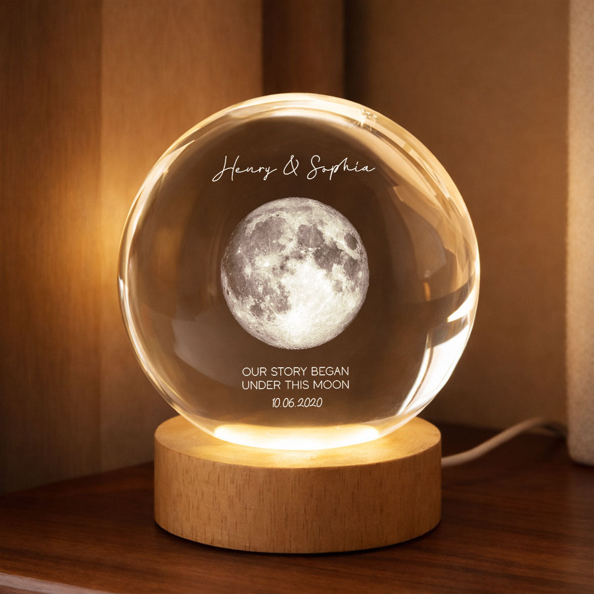 This is What the Moon Looks Like on Our Special Day - Personalized Crystal Ball LED Night Light - Sentimental Gift for Her, for Him