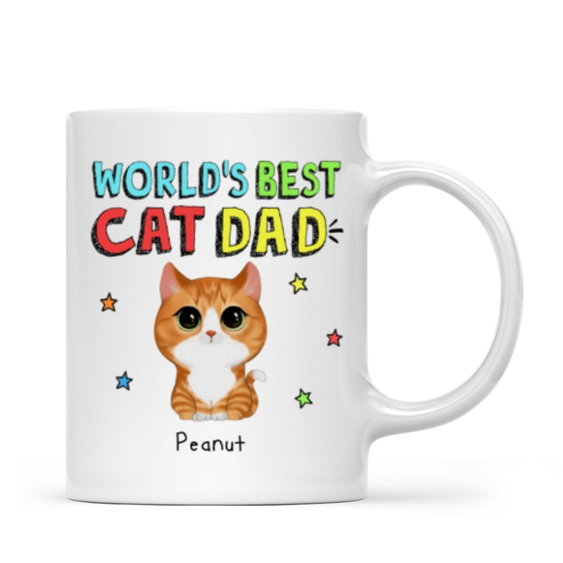 Colorful Watercolor Cute Cats World‘s Best Cat Dad Personalized Mug
