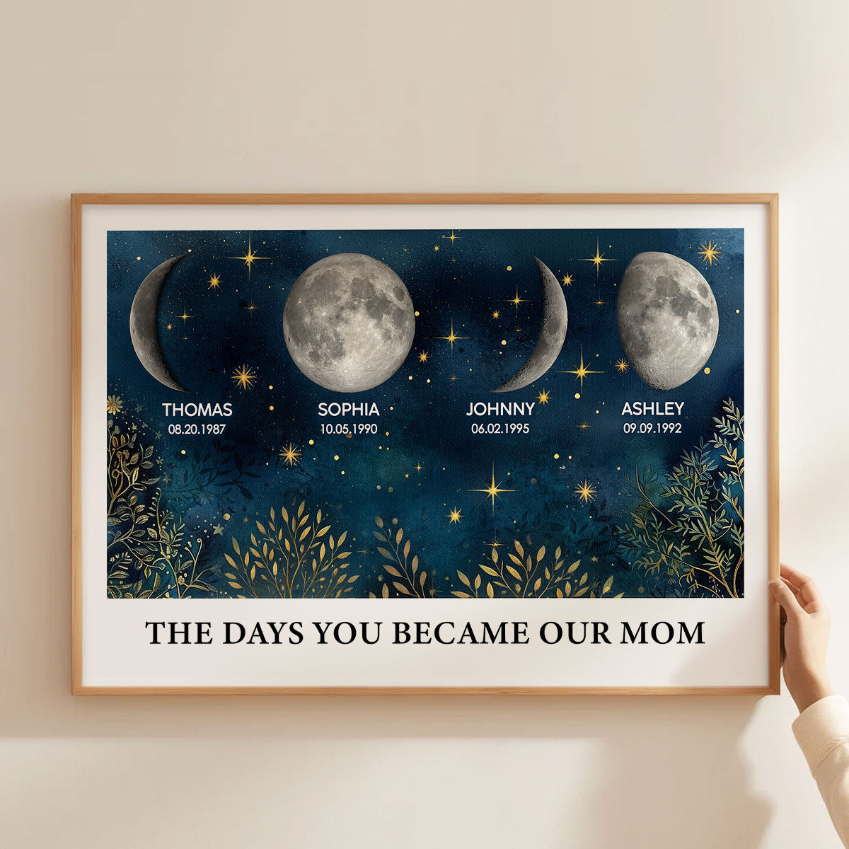 Beautiful Night Sky Custom Birth Moon Phase The Day You Became Our Mom Personalized Poster, Gift