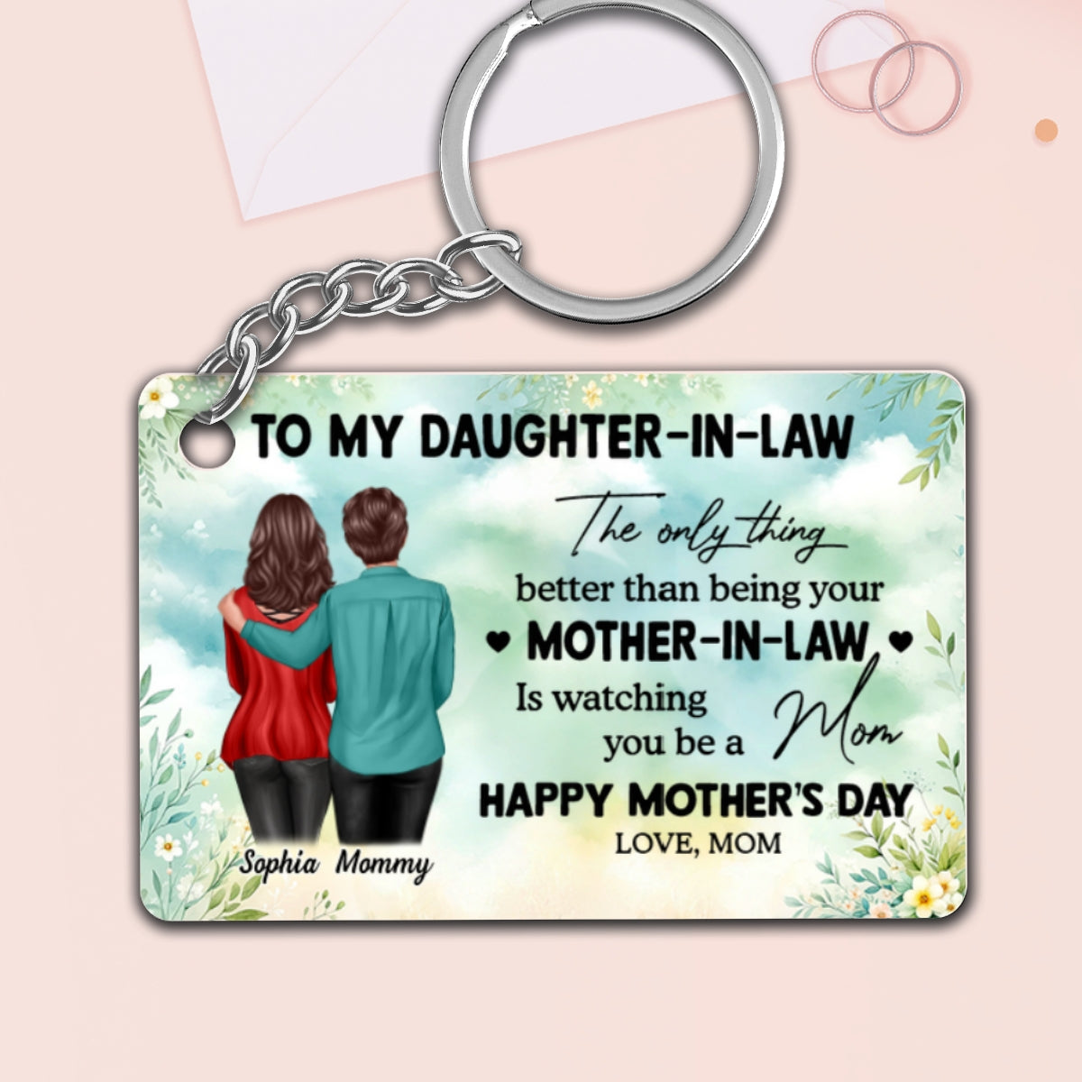 To My Daughter-In-Law From Mom Happy Mother's Day Personalized Acrylic Keychain, Gift For Daughter