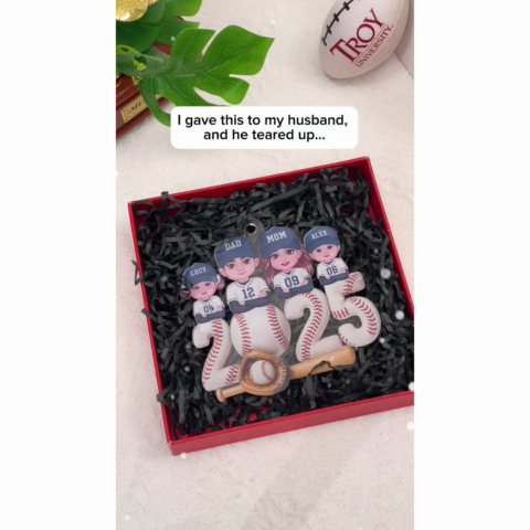 3D Effect Christmas Baseball Family Together We're A Team - Personalized Acrylic Ornament - Gift For Family