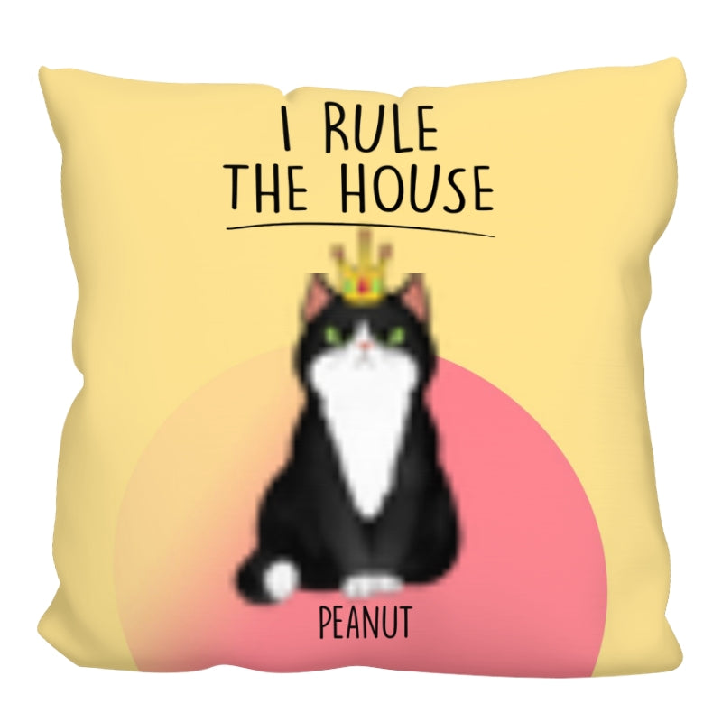 Cats Rule The House Funny Gift For Cat Lovers Personalized Pillow