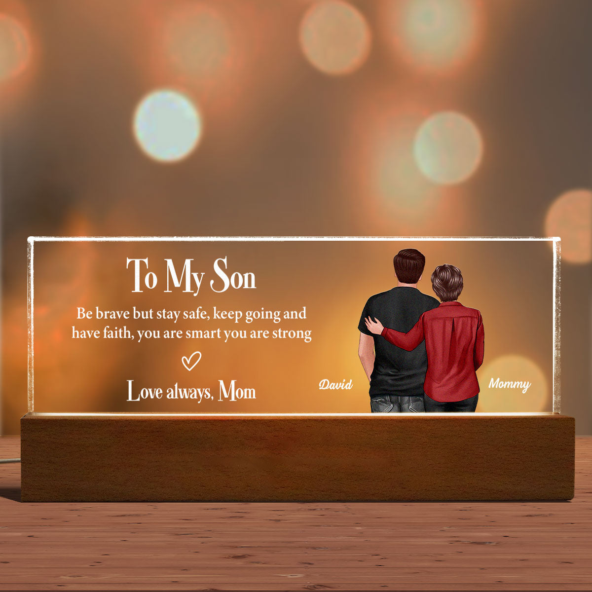 To My Son From Mom Personalized Acrylic LED Night Light
