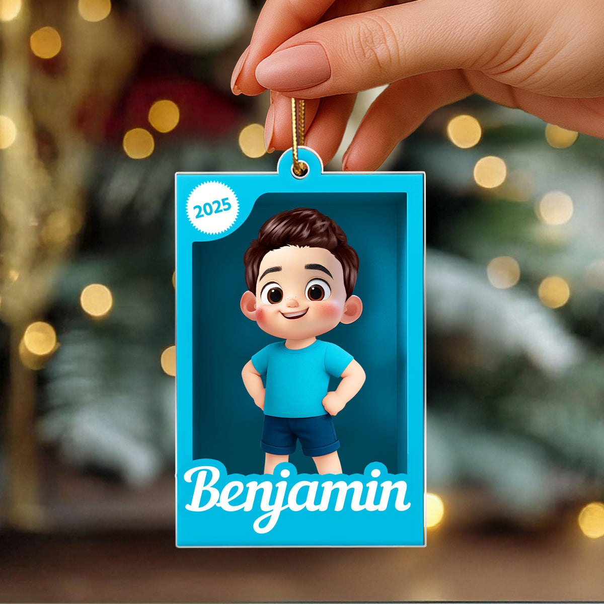 Personalized Kid In Toy Box 3D Acrylic Ornament, Christmas Gift For Kids, Grandkids