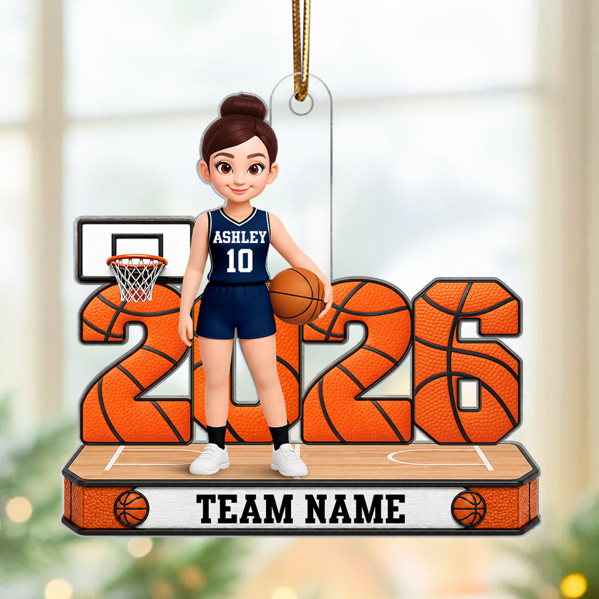 Proud Basketball Player - Personalized Acrylic Ornament - Christmas Gift, Keepsake For Basketball Players, Son, Daughter, Grandson, Granddaughter