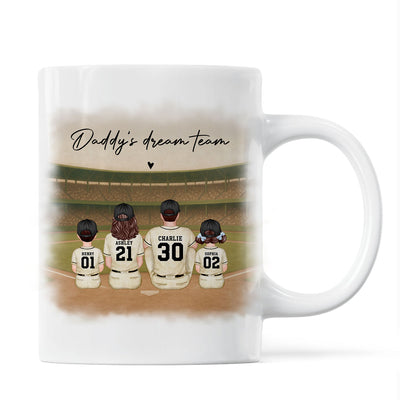 Retro Vintage Baseball Daddy's Dream Team Mug, Gift For Dad
