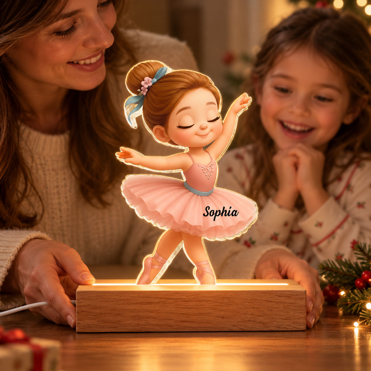 Custom Ballerina Girl - Personalized Acrylic Block LED Night Light - Nursery Room Lamp, Birthday Gift, Christmas Gift for Daughter, Granddaughter