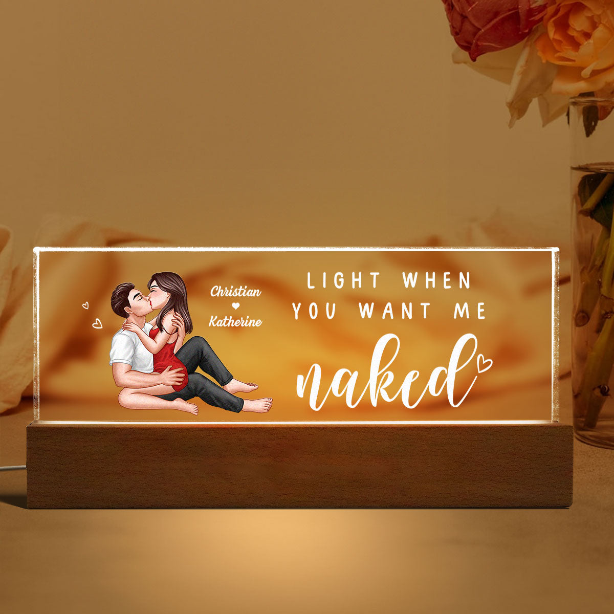 Light When You Want Me Naked Personalized LED Night Light, Gift For Him