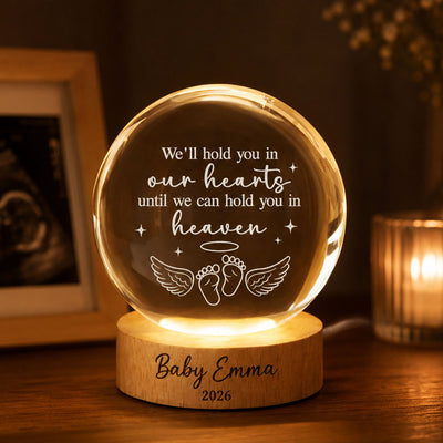 Baby Loss Memorial - Personalized Crystal Ball LED Night Light - Miscarriage Grieving Gift, Angel Baby Memorial Gifts