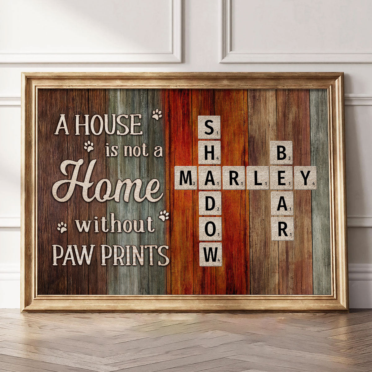 House Is Not Home Without Paw Prints Colorful Palette Crossword Puzzle Art Personalized Poster