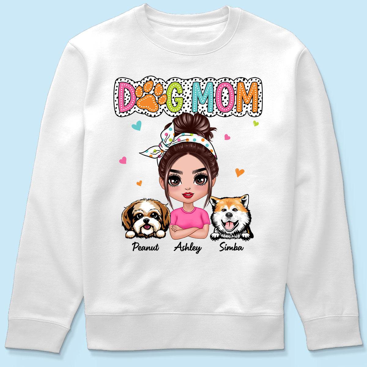 Dog Mom Summer Vibe Dots Sassy Woman & Peeking Dogs Personalized Shirt