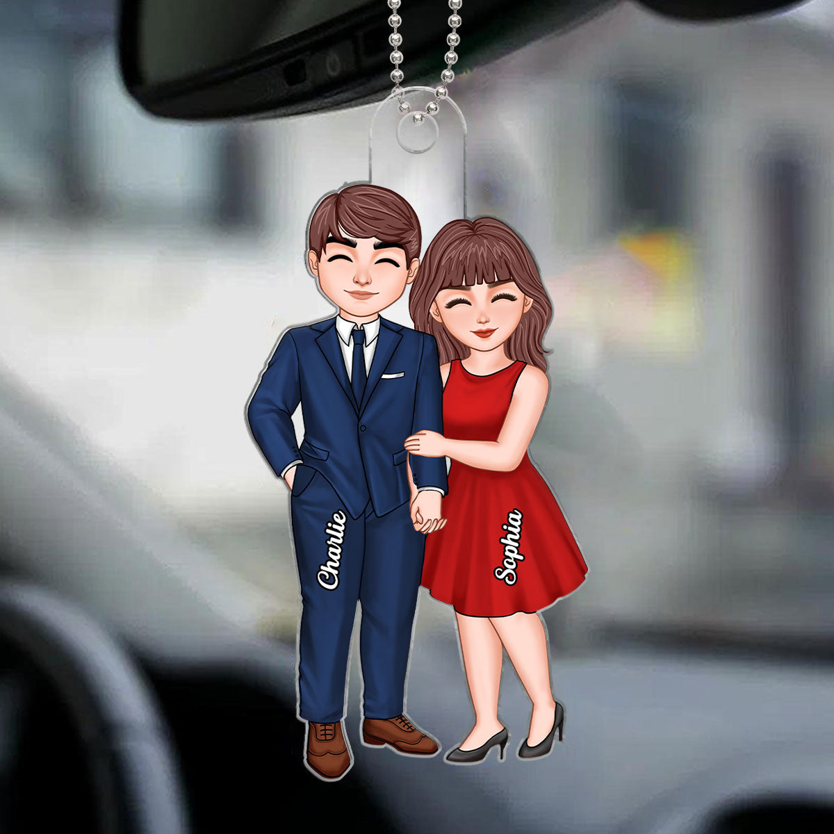 Cute Couple Loves Holding Hand Personalized Acrylic Ornament