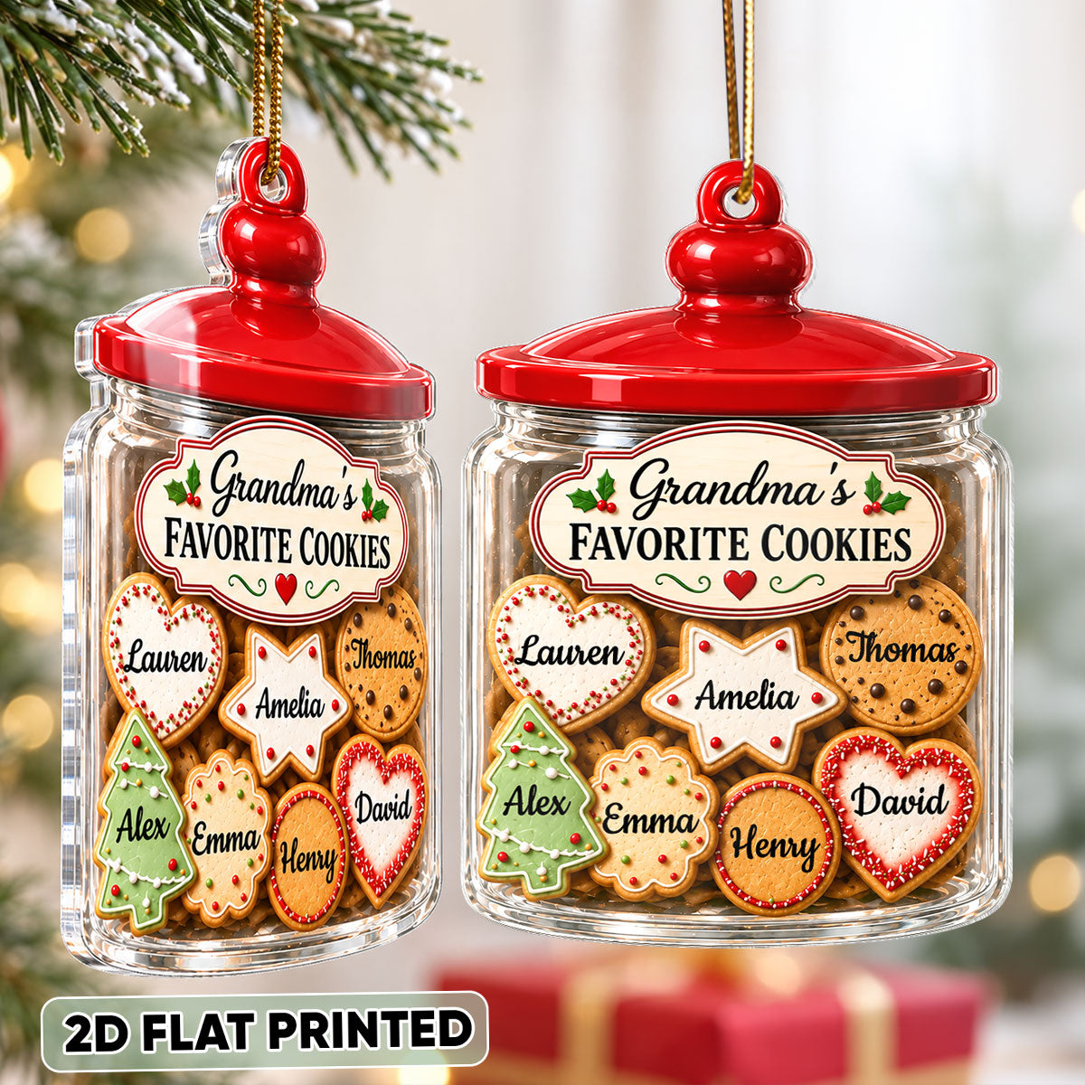 Grandma's Favorite Cookies - Personalized Acrylic Ornament - Christmas Gift Keepsake for Grandma
