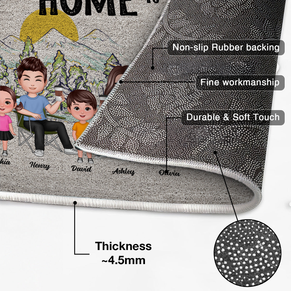 Home Is Where We Park It Doll Family Camping Personalized Doormat