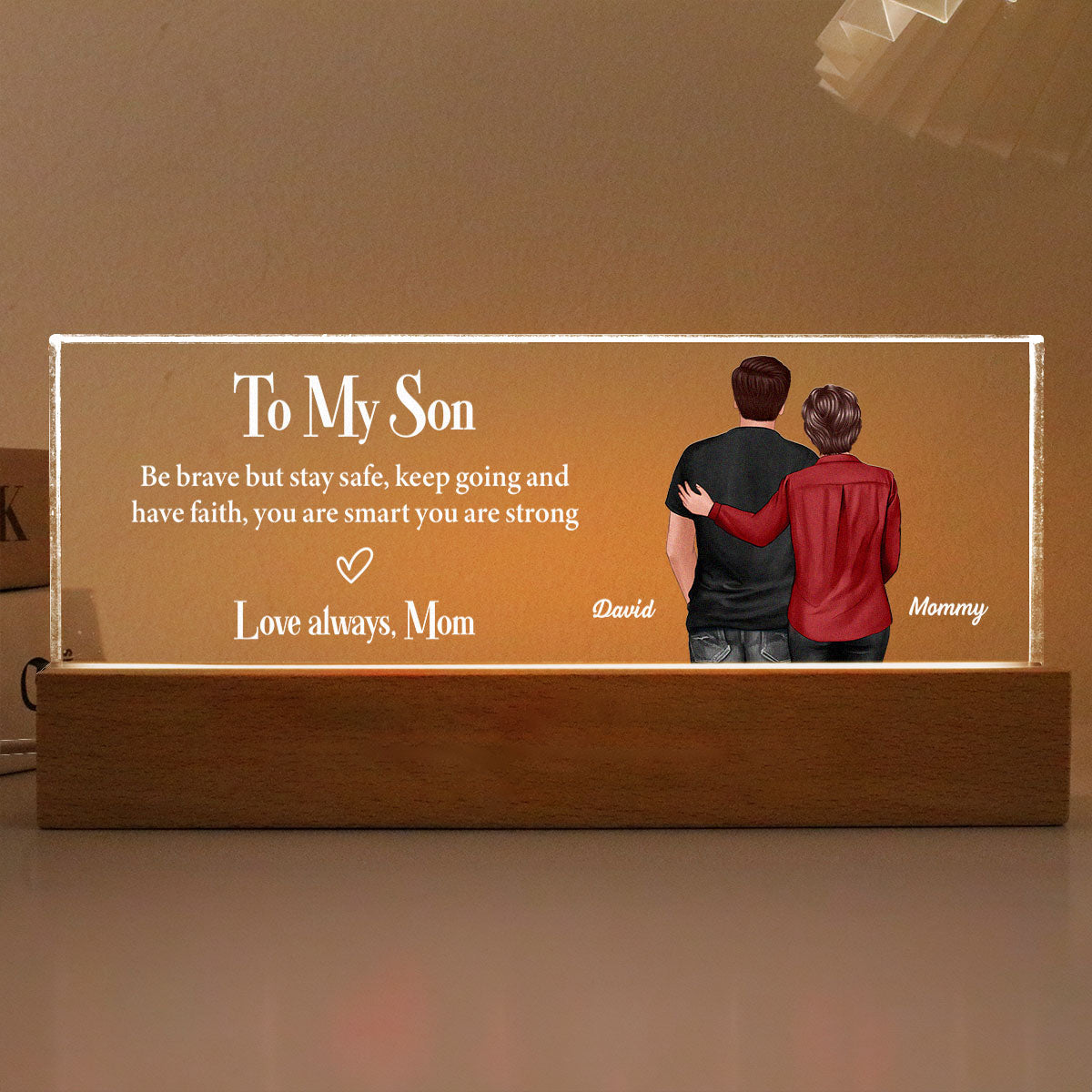 To My Son From Mom Personalized Acrylic LED Night Light