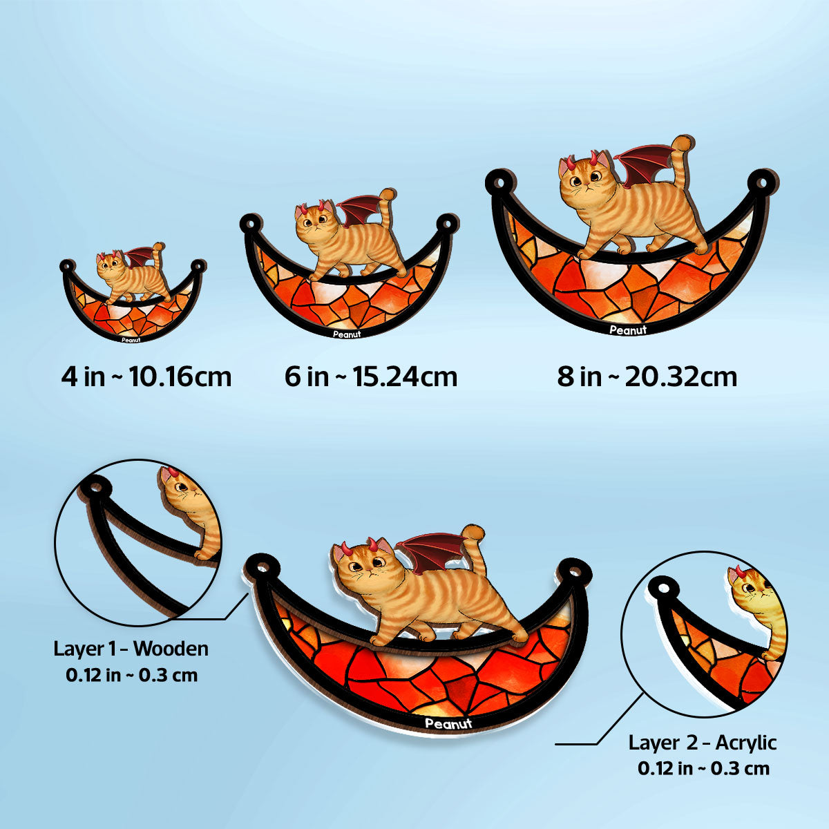 Halloween Cat Walking On Moon Personalized Suncatcher, Halloween Decoration