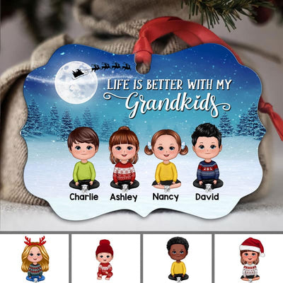 Life Is Better With Grandkids Gift For Grandma Grandpa Personalized Christmas Ornament