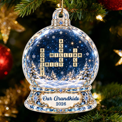 Our Grandkids Crossword Winter - Personalized Acrylic Ornament - Christmas Gift For Grandma, Grandpa, Grandparents