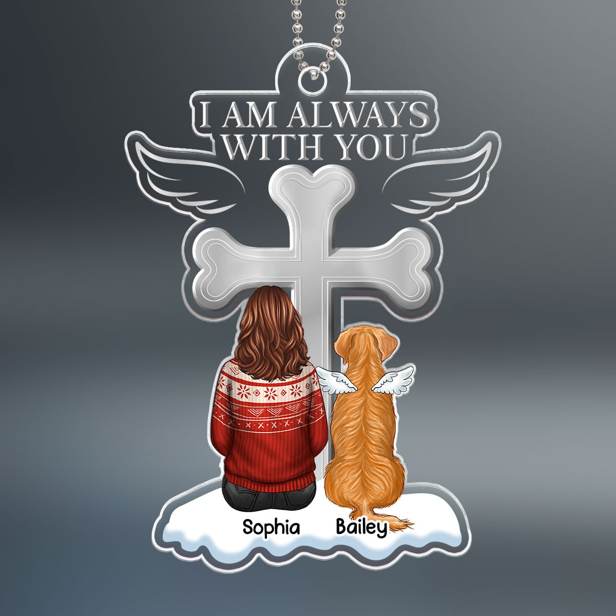 Always In My Heart Dog Memorial Remembrance Keepsake Personalized Acrylic Ornament