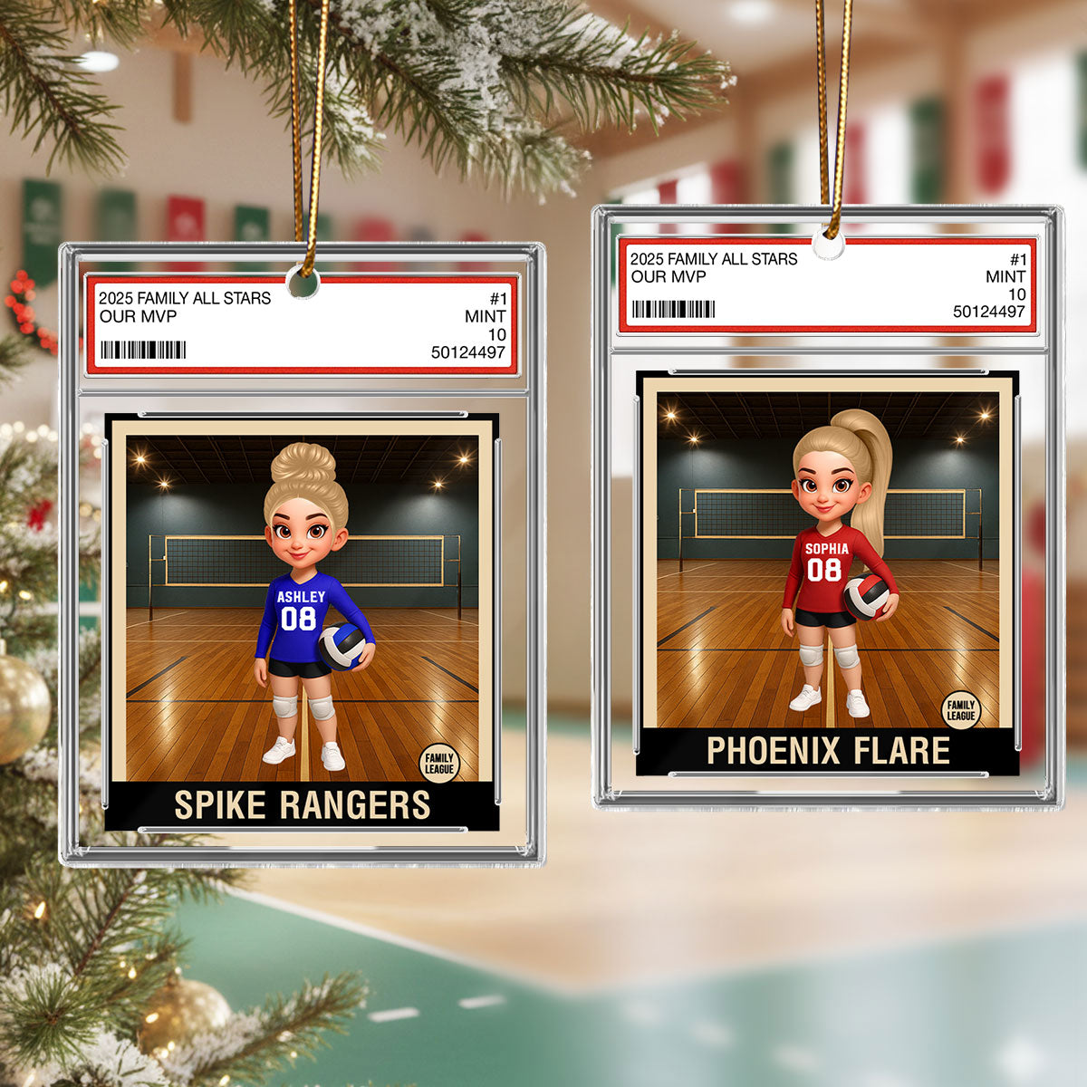 Volleyball Player All Star Trading Card Style - Personalized Acrylic Ornament - Christmas Gift For Daughter, Granddaughter