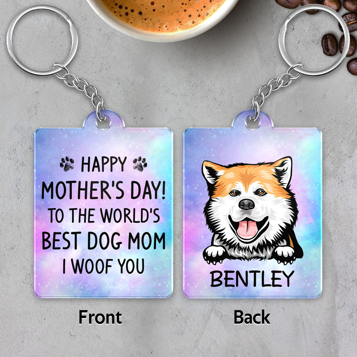 Happy Mother‘s Day Dog Mom Galaxy Personalized Acrylic Keychain