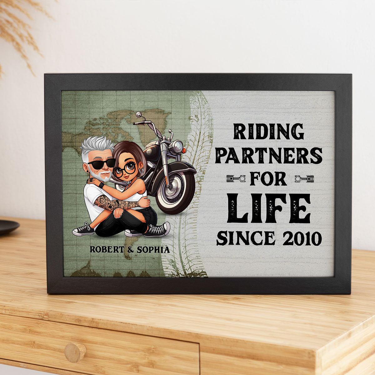 Riding Partners for Life Biker Couple Personalized Poster, Birthday, Anniversary Gift for him, Gift for her