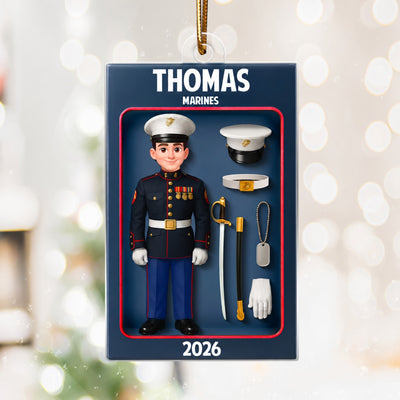 Military Action Figure - Personalized Acrylic Ornament - Special Gift For The Military