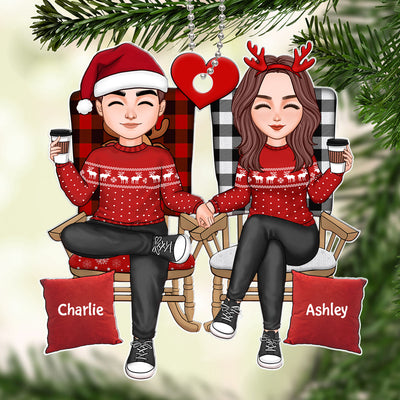 Cute Couple Sitting On Chair Personalized Acrylic Ornament