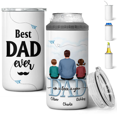 Dad First Hero First Love Tumbler Personalized 4 In 1 Can Cooler Father's Day Gift For Dad