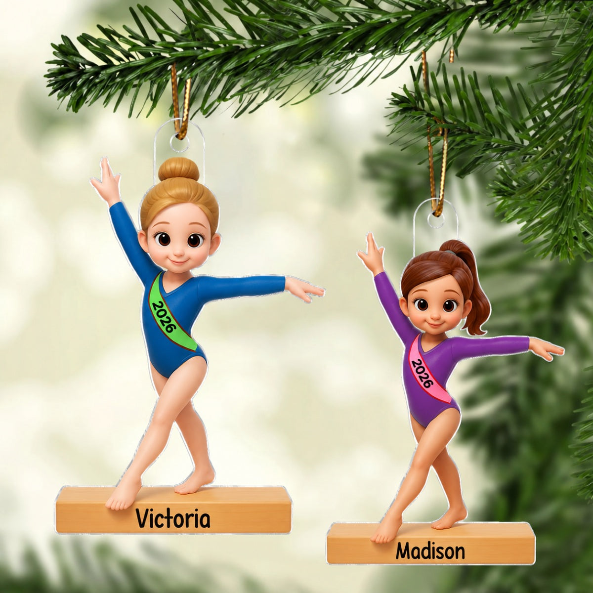 3D Effect Gymnastic Girl - Personalized Acrylic Ornament - Christmas Gift For Daughter Granddaughter