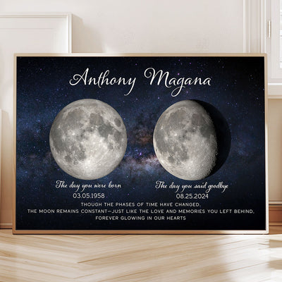 Lost Loved One Moon Phase Art Memorial Sympathy Gift - Personalized Poster